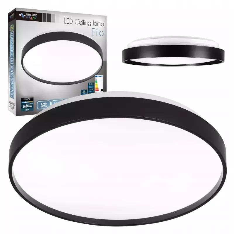 PLAFON LED NATYNKOWY LAMPA SUFITOWA 36W 4000K PANEL SUFITOWY OKRĄGŁY CZARNY-5904703008699