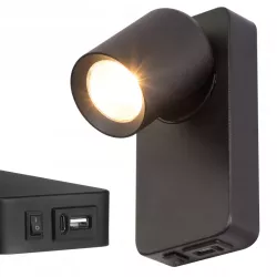 Kinkiet ścienny LAMPA ŚCIENNA GU10 LED DO CZYTANIA WŁĄCZNIK CZARNA USB-5904703010944