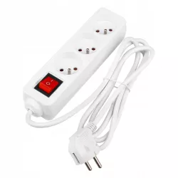 Przedłużacz listwa zasilająca 1,5m UZIEMIENIE 3 GNIAZDA BIAŁY 3x1MM-5904703013808