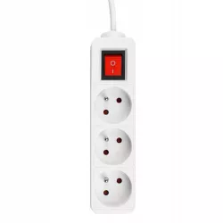 Przedłużacz listwa zasilająca 1,5m UZIEMIENIE 3 GNIAZDA BIAŁY 3x1MM-5904703013808
