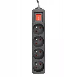 Przedłużacz listwa zasilająca 1,5m UZIEMIENIE 4 GNIAZD CZARNY 3x1MM-5904703013877