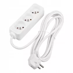 Przedłużacz listwa zasilająca 1,5m UZIEMIENIE 3 GNIAZD BIAŁY 3x1MM-5904703013983