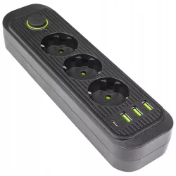 Przedłużacz listwa zasilająca 2m 3 GNIAZDA UZIEMIENIE 4x USB C włącznik-5904703013730