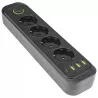 Przedłużacz listwa 2m zasilająca 4x USB UZIEMIENIE 4 GNIAZDA CZARNY 3x1MM-5904703013747