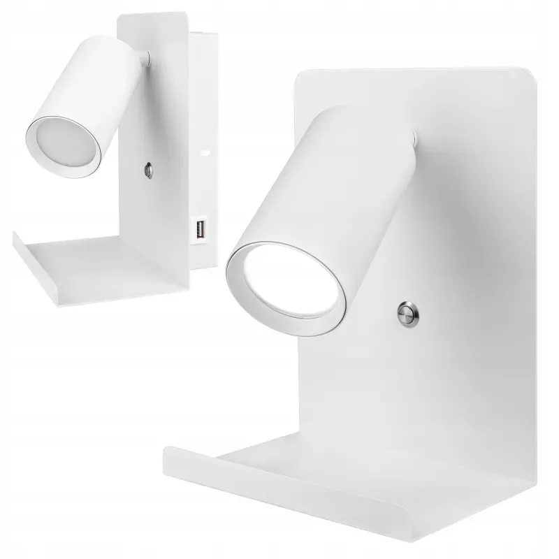 Kinkiet do czytania lampa ścienna GU10 LED USB biały-5904703015468