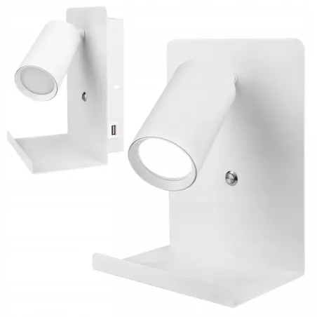 Kinkiet do czytania lampa ścienna GU10 LED USB biały-5904703015468