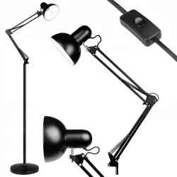 Lampa Stojąca Podłogowa LED czarna 185cm Do Czytania E27-5904703017301