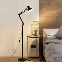 Lampa Stojąca Podłogowa LED czarna 185cm Do Czytania E27-5904703017301