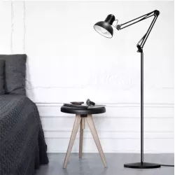 Lampa Stojąca Podłogowa LED czarna 185cm Do Czytania E27-5904703017301