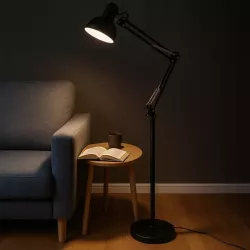 Lampa Stojąca Podłogowa LED czarna 185cm Do Czytania E27-5904703017301