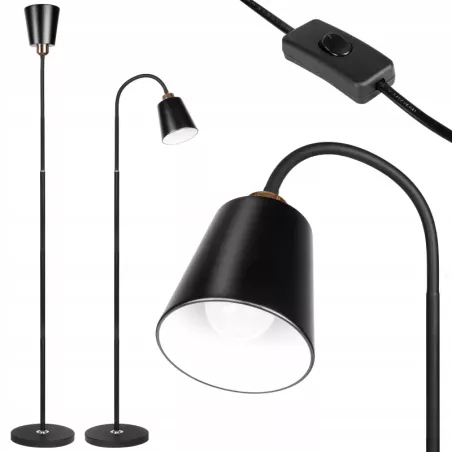 Lampa Stojąca Podłogowa LED czarna 145cm Do Czytania E27 czarna złota-5904703017332