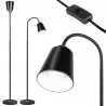 Lampa Stojąca Podłogowa LED czarna 145cm Do Czytania E27 czarna złota-5904703017332