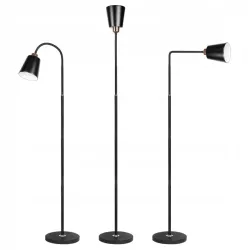 Lampa Stojąca Podłogowa LED czarna 145cm Do Czytania E27 czarna złota-5904703017332