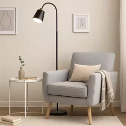 Lampa Stojąca Podłogowa LED czarna 145cm Do Czytania E27 czarna złota-5904703017332