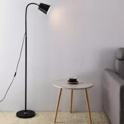 Lampa Stojąca Podłogowa LED czarna 145cm Do Czytania E27 czarna złota-5904703017332