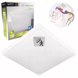 Plafon LED Lampa sufitowa panel 2x E27 CZUJNIK RUCHU kwadratowy Natynkowy-5904703017257