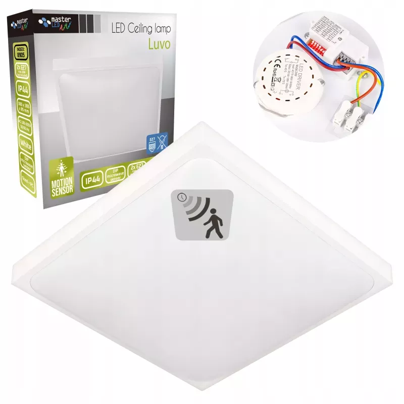 Plafon LED Lampa sufitowa panel 2x E27 CZUJNIK RUCHU kwadratowy Natynkowy-5904703017257
