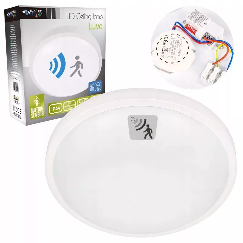 Plafon LED Lampa sufitowa panel 2xE27 CZUJNIK RUCHU okrągły Oprawa-5904703017196
