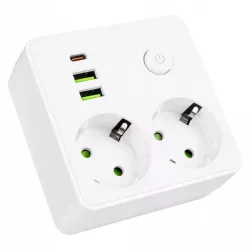 Przedłużacz listwa zasilająca USB rozgałęźnik 2 GNIAZDA UZIEMIENIE 3x USB C-5904703017806