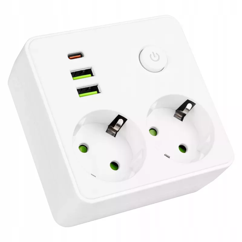 Przedłużacz listwa zasilająca USB rozgałęźnik 2 GNIAZDA UZIEMIENIE 3x USB C-5904703017806