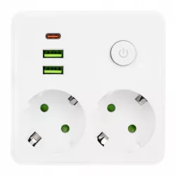 Przedłużacz listwa zasilająca USB rozgałęźnik 2 GNIAZDA UZIEMIENIE 3x USB C-5904703017806