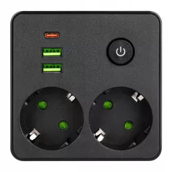 Przedłużacz listwa zasilająca USB rozgałęźnik 2 GNIAZDA UZIEMIENIE 3x USB C-5904703017790