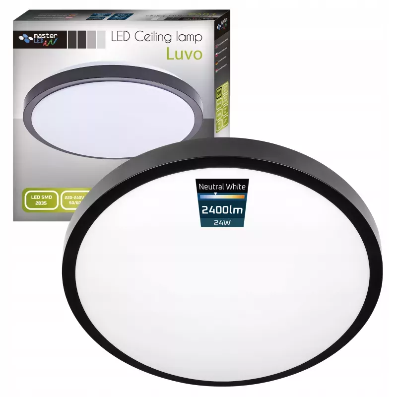 Plafon LED Panel Sufitowy Natynkowy Lampa 24W Okrągły 4000K czarny-5904703019367