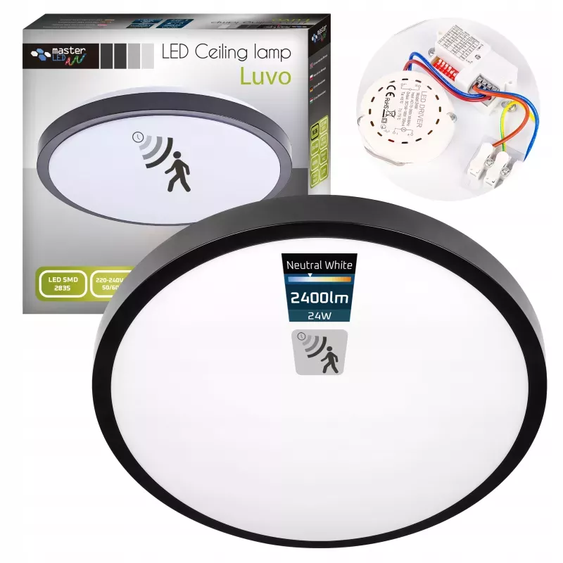 PLAFON LED lampa sufitowa panel 24W 4000K CZUJNIK RUCHU DIP natynkowy-5904703019404
