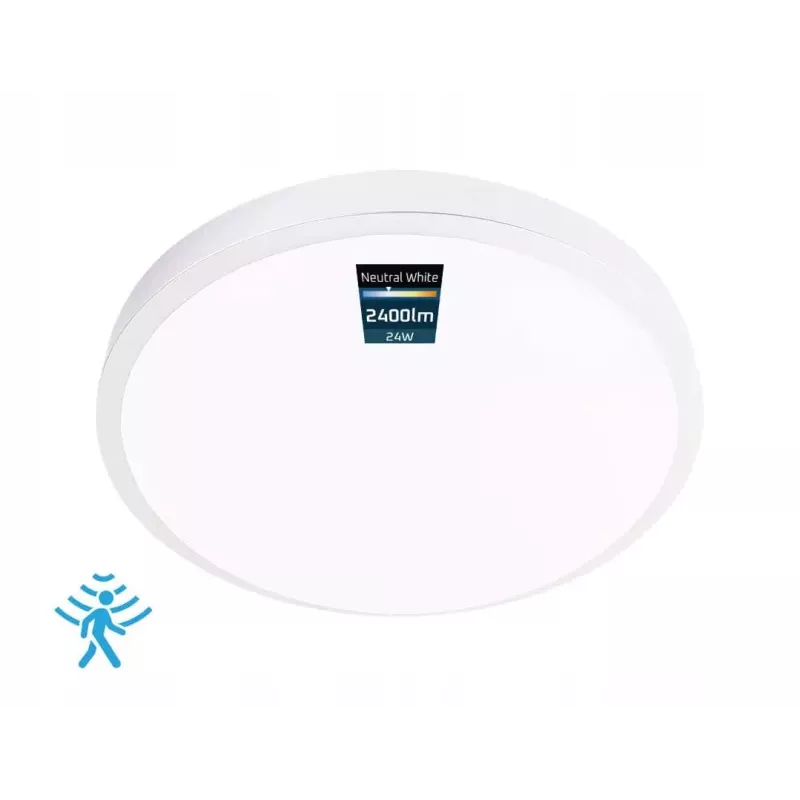 Lampa sufitowa LED z czujnikiem ruchu IP44 24W 4000K-5904703019466