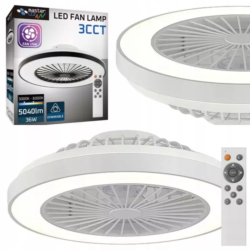 PLAFON WENTYLATOR SUFITOWY WIATRAK LAMPA LED 50cm APLIKACJA BLUETOOTH 3CCT-5904703019145