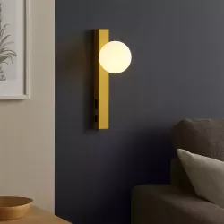 Kinkiet ścienny lampka do czytania USB G9 wewnętrzna LED kula szklana złoty-5904703020905