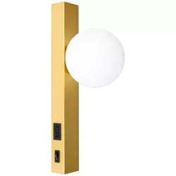 Kinkiet ścienny lampka do czytania USB G9 wewnętrzna LED kula szklana złoty-5904703020905