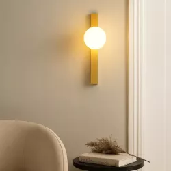 Kinkiet ścienny lampka do czytania USB G9 wewnętrzna LED kula szklana złoty-5904703020905