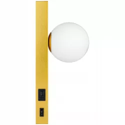 Kinkiet ścienny lampka do czytania USB G9 wewnętrzna LED kula szklana złoty-5904703020905