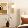 Kinkiet ścienny lampka do czytania wewnętrzna G9 LED kula szklana złoty-5904703020899
