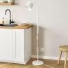 Lampa Stojąca Podłogowa LED biała 145cm Do Czytania E27 regulowana DREWNO-5904703022657