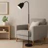 Lampa Stojąca Podłogowa LED czarna 145cm Do Czytania E27 regulowana DREWNO-5904703022664