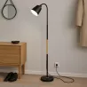 Lampa Stojąca Podłogowa LED czarna 145cm Do Czytania E27 regulowana DREWNO-5904703022664