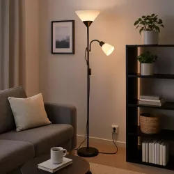 Lampa Stojąca Podłogowa LED 176cm Do Czytania E27 E14 regulowana czarna-5904703022671