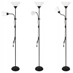 Lampa Stojąca Podłogowa LED 176cm Do Czytania E27 E14 regulowana czarna-5904703022671
