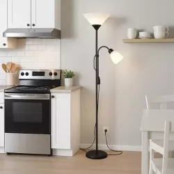 Lampa Stojąca Podłogowa LED 176cm Do Czytania E27 E14 regulowana czarna-5904703022671