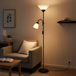 Lampa Stojąca Podłogowa LED 176cm Do Czytania E27 E14 regulowana czarna-5904703022671