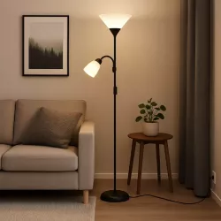 Lampa Stojąca Podłogowa LED 176cm Do Czytania E27 E14 regulowana czarna-5904703022671