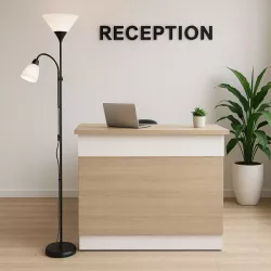 Lampa Stojąca Podłogowa LED 176cm Do Czytania E27 E14 regulowana czarna-5904703022671