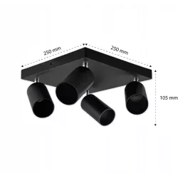 Lampa Sufitowa GU10 VIKI-L 4 spot czarna kwadrat-5908263384743