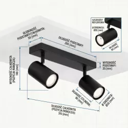 Lampa sufitowa HALOGENOWA kinkiet OPRAWA LED reflektor SPOT 2x GU10-5908263384729
