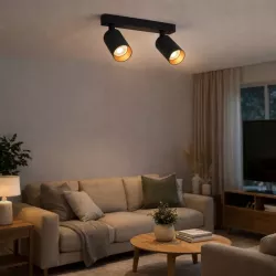 Lampa sufitowa Oprawa halogenowa 2x E27 LED Kinkiet ruchomy złoty-5908263386754
