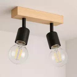 Lampa sufitowa kinkiet wisząca żyrandol LED 2x E27 oprawa LOFT DREWNO-5904703018544