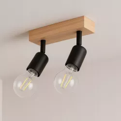 Lampa sufitowa kinkiet wisząca żyrandol LED 2x E27 oprawa LOFT DREWNO-5904703018544