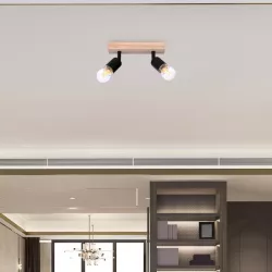 Lampa sufitowa kinkiet wisząca żyrandol LED 2x E27 oprawa LOFT DREWNO-5904703018544